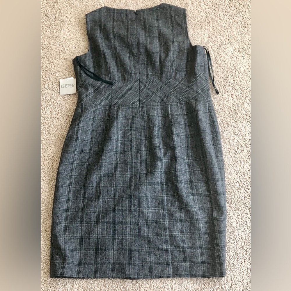 Kasper Gray Sleeveless Sheath Dress Crew Neck Midi - Picture 4 of 8